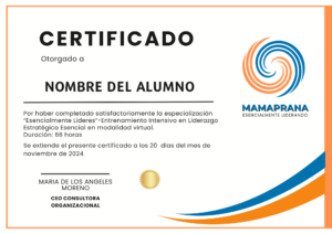 Certificado de los Entrenamientos de Mamprana Consultora